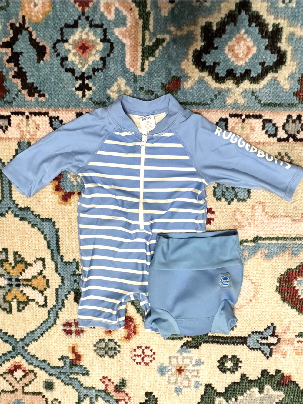 Zip-Up One-Piece Rash Guard Baby Swimsuit and Swim Diaper
